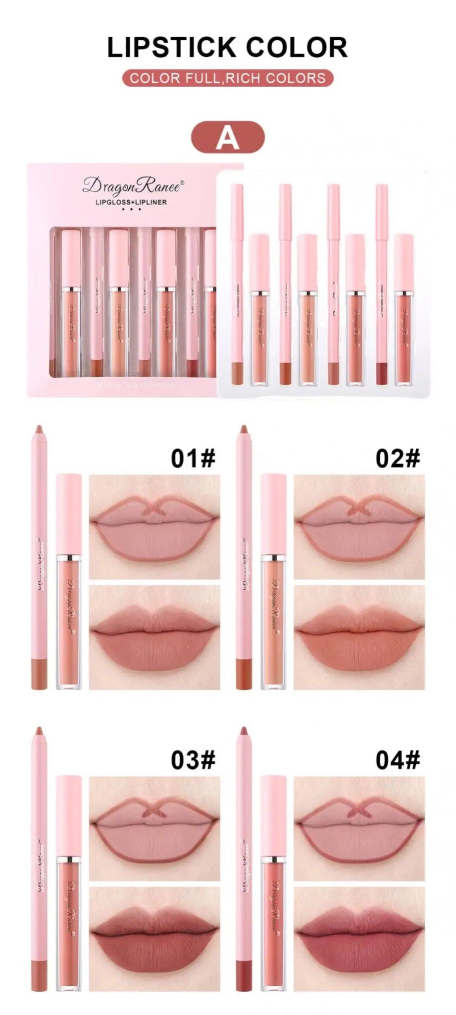 4pcs Lip Gloss Lip Liner Pen Set - Galaxy Cart