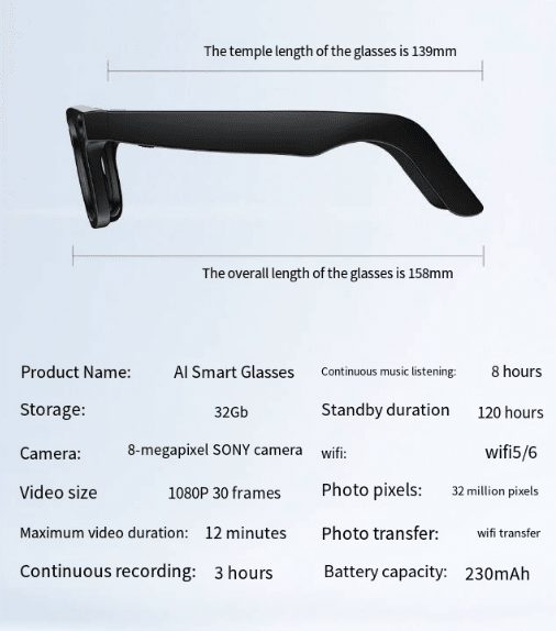 AI Camera Smart Glasses - Galaxy Cart