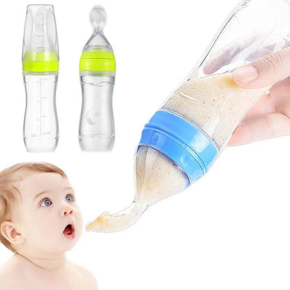 Baby Squeezing Feeding Bottle with Spoon - Galaxy Cart