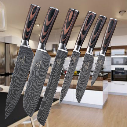 Damascus Style Kitchen Knife Set - Galaxy Cart