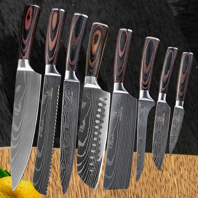 Damascus Style Kitchen Knife Set - Galaxy Cart