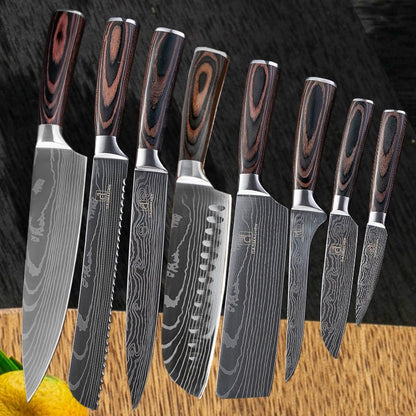 Damascus Style Kitchen Knife Set - Galaxy Cart