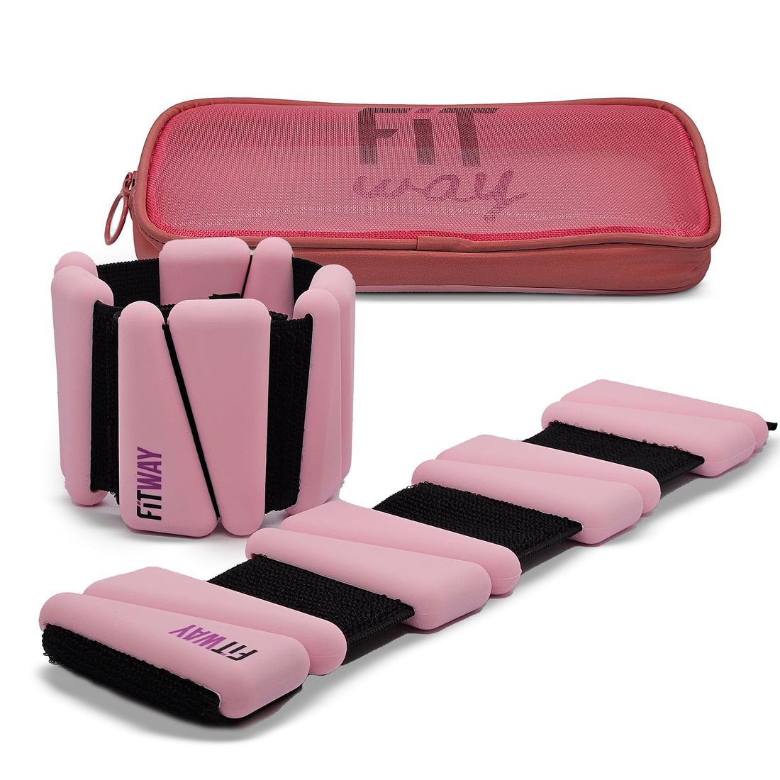 FITWAY | 1 pair 2 lbs | Adjustable Silicone ankle weights | - wrist weights - | ankle weights for women -ankle weights for men | 2lb ankle weights| Suitable for Yoga Dance Pilates | water-resistant silicone (pink) - Galaxy Cart