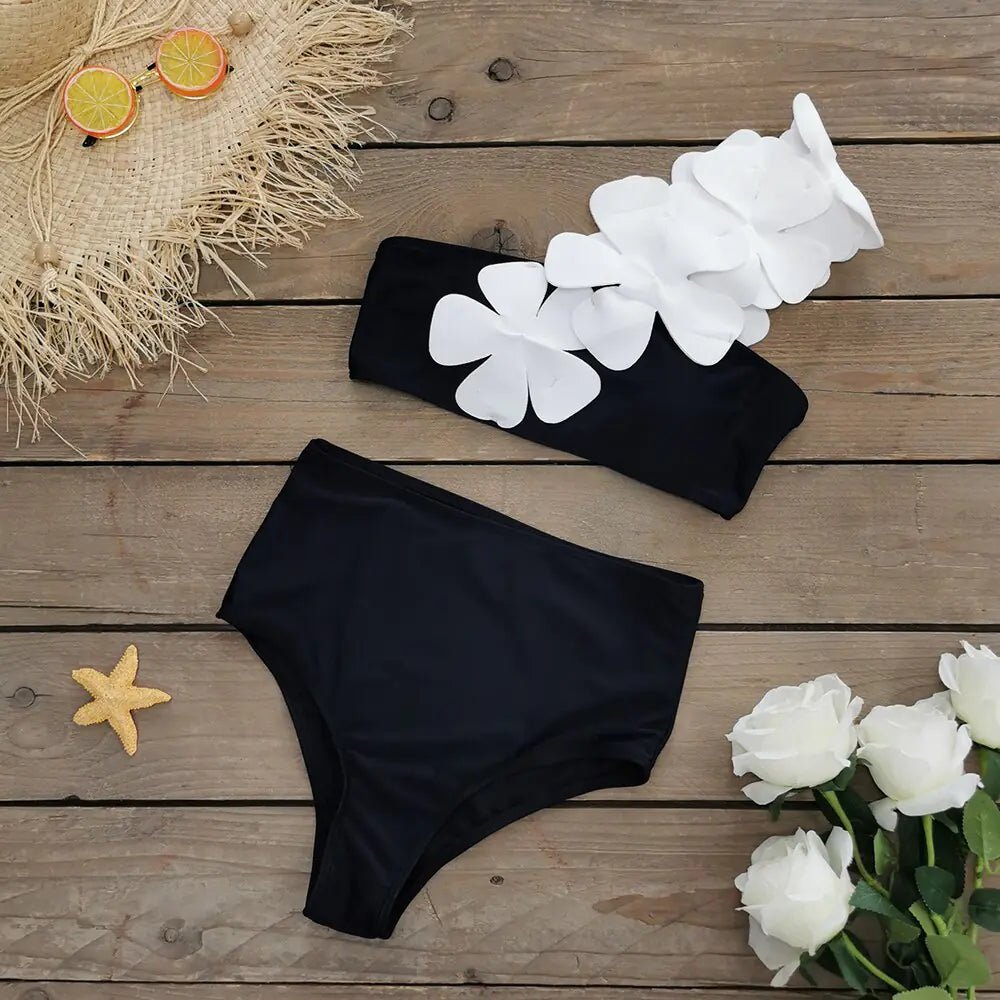 Flower Bandeau Brazilian Bikini Set - Galaxy Cart