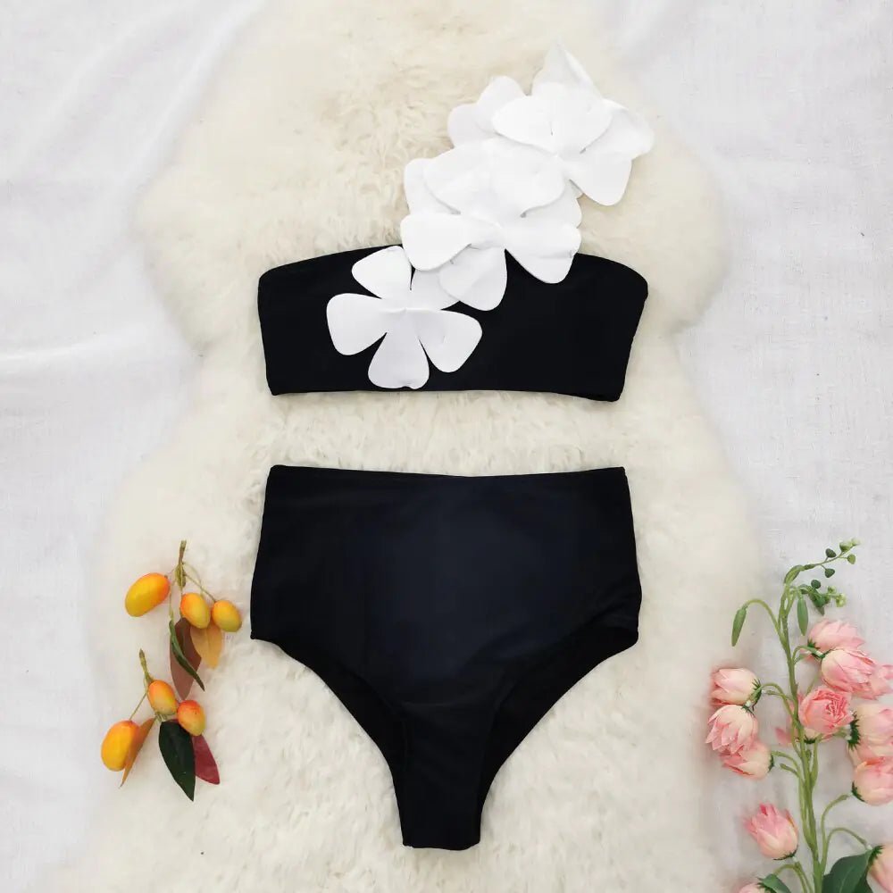 Flower Bandeau Brazilian Bikini Set - Galaxy Cart