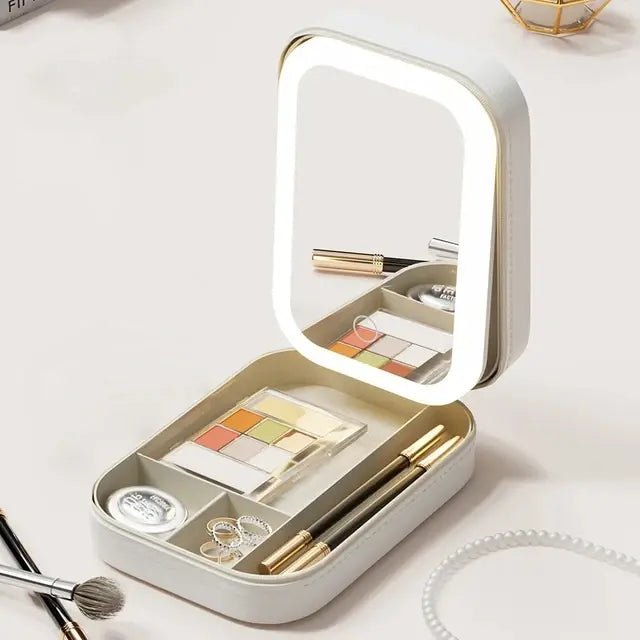 LED Mirror Makeup Storage Box - Galaxy Cart