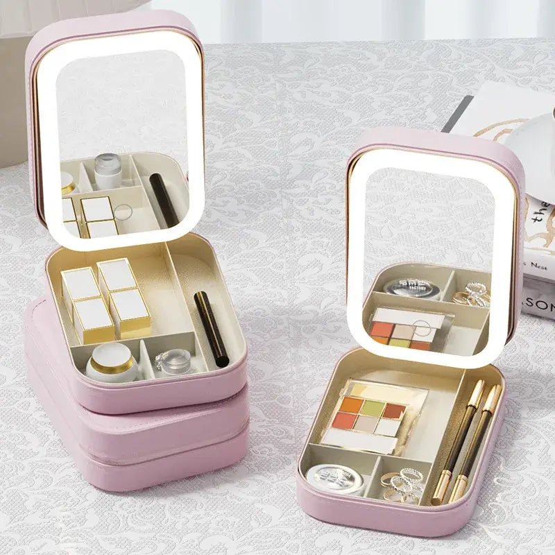 LED Mirror Makeup Storage Box - Galaxy Cart