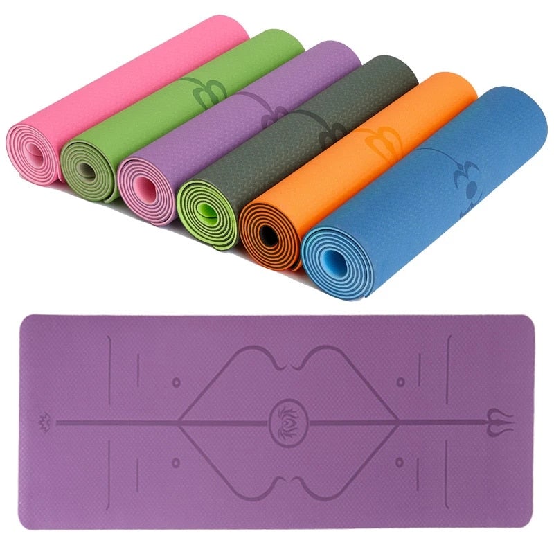 Non Slip Yoga Mat with Position Lines - Galaxy Cart