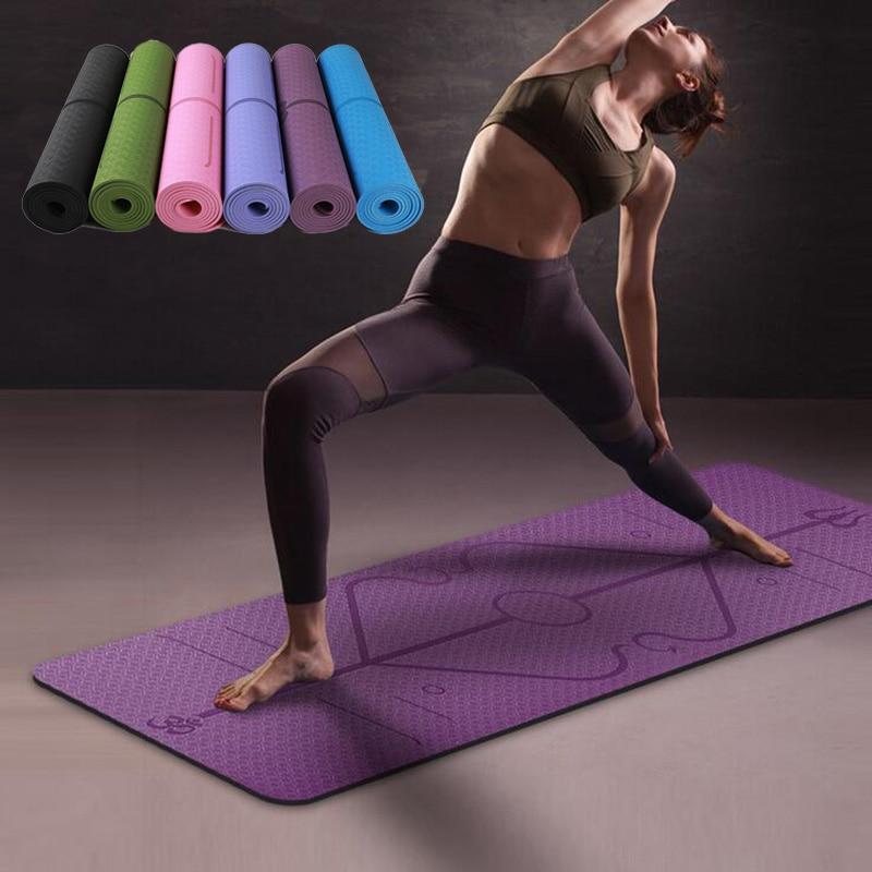 Non Slip Yoga Mat with Position Lines - Galaxy Cart