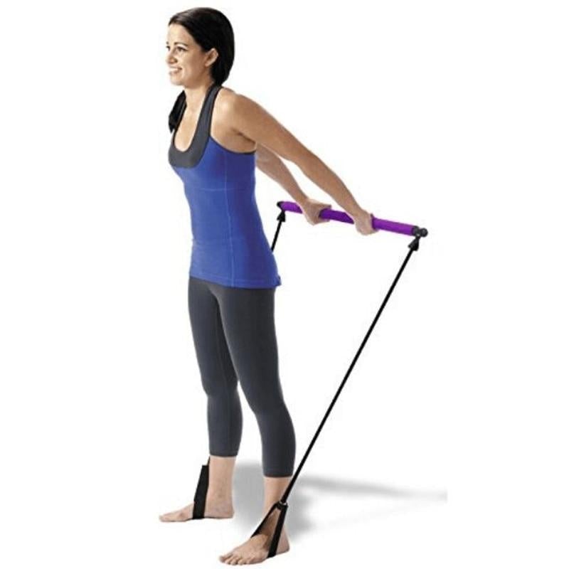 Pilates Stick Squat Training Bar with Bands - Galaxy Cart