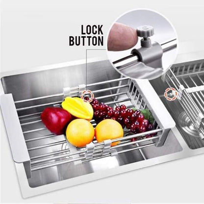 Retractable Stainless Steel Sink Drainer Rack - Galaxy Cart