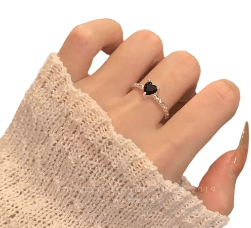 S925 Sterling Silver Black Zirconia Love Twist Ring - Galaxy Cart