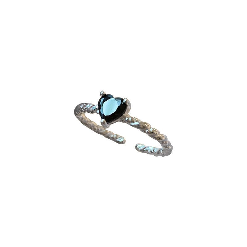 S925 Sterling Silver Black Zirconia Love Twist Ring - Galaxy Cart