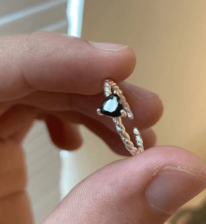 S925 Sterling Silver Black Zirconia Love Twist Ring - Galaxy Cart